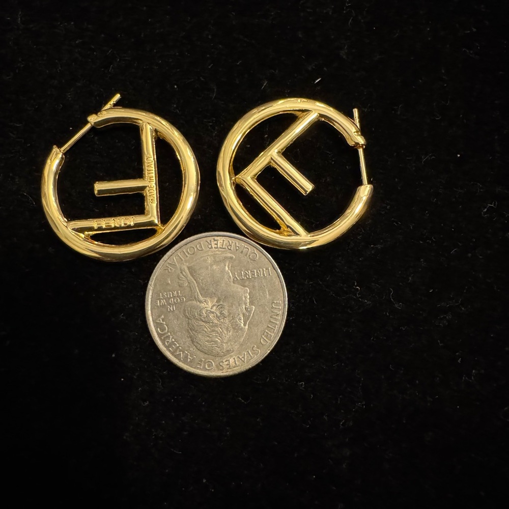 Fendi FF Elegant Gold Hoop Earrings - Picture 5 of 5